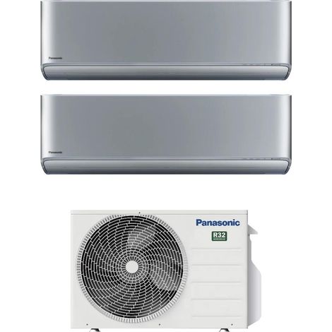 Panasonic Dual Split Inverter-Klimagerät Serie Etherea Silver 9+9 mit CU-2Z50TBE R-32 Wi-Fi Integrated 9000+9000 Silver