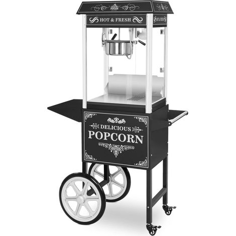 Machine à popcorn - Royal Catering - Puissance : 1 600 watts - Rendement : 5 kg/h, 16 l/h - Chariot - Noir (1/5)