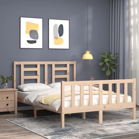 vidaXL Cadre de lit sans matelas 140x200 cm bois massif de pin (1/5)
