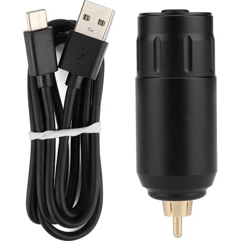 Bloc d'alimentation sans fil ultra-léger 1200mAh pour machine à tatouer, connexion RCA, batterie portable noire (1/5)