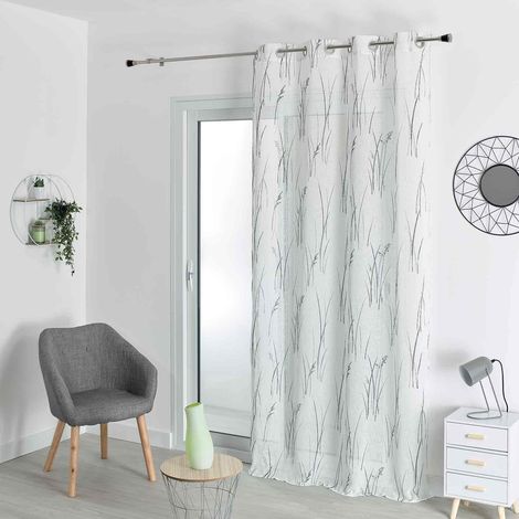 Voilage tamisant esprit végétal Gris clair 140x240 cm (1/3)
