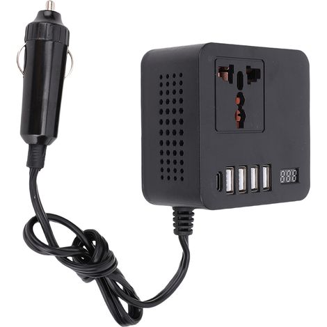 Onduleur de puissance de voiture 150W DC 12V 24V à AC 110V 220V, chargeur de véhicule avec 4 Ports USB et 1 Ports de Type C (1/5)