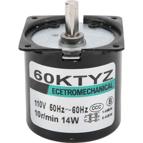 Moteur synchrone AC mini 14W, 10 tr/min, 110V, à engrenage métal lent, aimant permanent, équipement DIY générateur. (1/5)