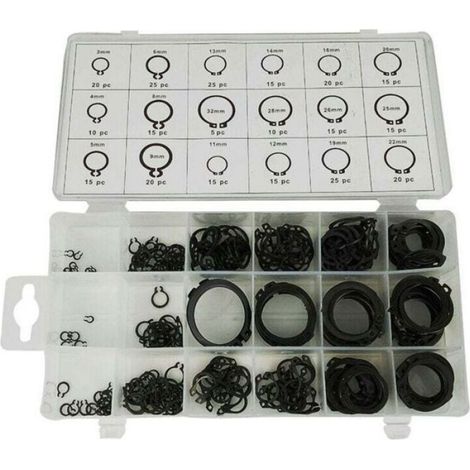 Circlip, 300 clips pour anneau élastique, circlip d'arbre, noir, type C, pour la fixation de circlips externes de roulements (1/3)
