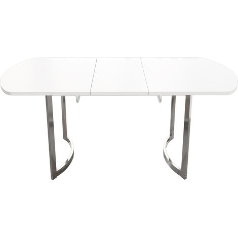 Table à manger extensible 140/180 x 80 cm, pieds métal argenté (1/5)