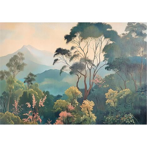 Papier peint avec motif jungle colorée, décoration murale – 350 x 250 cm papier peint intissé Wallarena (1/4)