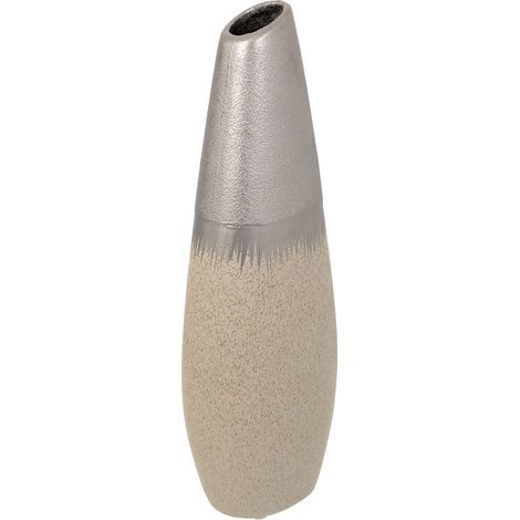 Jarrón de cerámica plateado 12x7x35 (1/5)