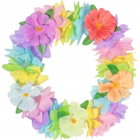 Fascia per capelli hawaiana su elastico, ghirlanda hawaiana per capelli, fiori colorati Aloha (1/2)