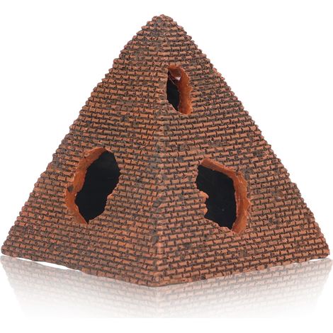 Mini pyramide décoration d'aquarium en résine, abri pour poissons et crevettes, grotte de repos, cacher l'habitat, ornement de réservoir à 5 trous (1/5)