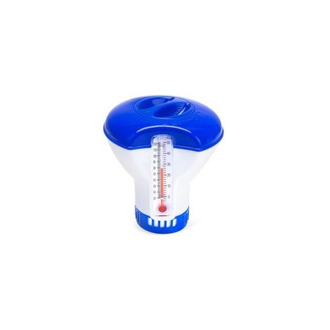 Distributeur de Chlore Flottant, Doseur de Chlore Automatique, Doseur Flottant Spa, Diffuseur de Chlore, Distributeur de Produits Chimiques pour Piscine (avec thermomètre) (1/5)