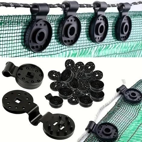 Lot de 50 pinces noires en plastique PP durable pour pare soleil, bâches de terrasse, couvertures de jardin et installations extérieures (1/5)