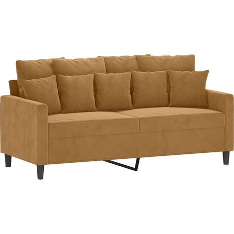 Canapé  Sofa à 2 places Marron 140 cm Velours (1/5)