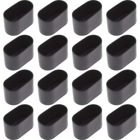 16 Stück Stuhlbeinkappen, Stuhlbeinschutz, Bodenschutz, Fußkappen für Klappstühle, ovale Rohre, Kunststoff (Schwarz, 16 Stück / 20 x 40 mm) (1/5)