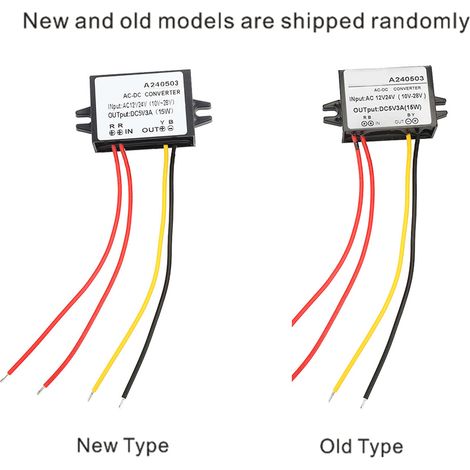 Convertisseur de puissance AC12V/24V vers DC5V (type plastique) (1/5)