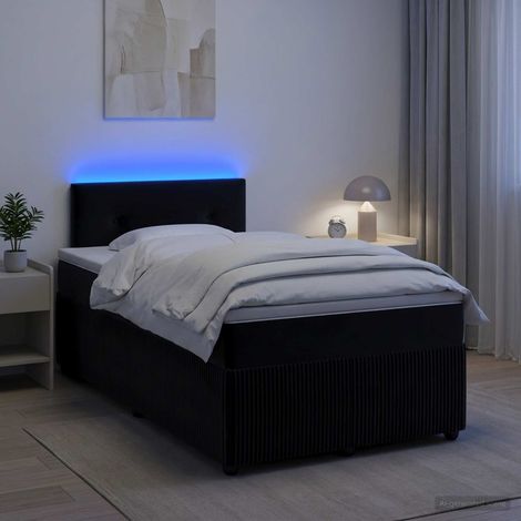 Cama box spring con colchón Negro 120 x 190 cm Terciopelo (1/5)