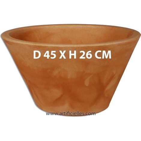 Bac ELLA coupe D45cm H26cm Terracotta pour int. / ext. Rotomoule - dimhaut: H 26 cm - couleur: Terre cuite