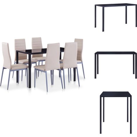 Ensemble de salle à manger 7 pcs Cappuccino - Table À Manger - Ensemble Repas - Mobilier Salle À Manger - Set Table Et Chaises - Chaise Capitonnée (1/5)