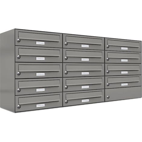 14er Premium Briefkasten Aluminiumgrau RAL Farbe 9007 für Außen Wand Postkasten 3x5 (1/5)