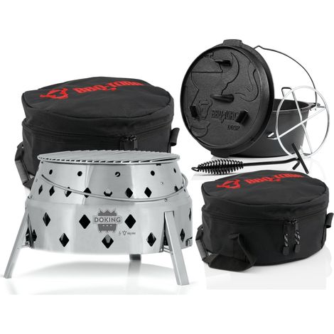 BBQ-Toro 6-teiliges Dutch Oven Set mit Dutch Oven Grill "DOKING", 9 QT Dutch Oven und Zubehör