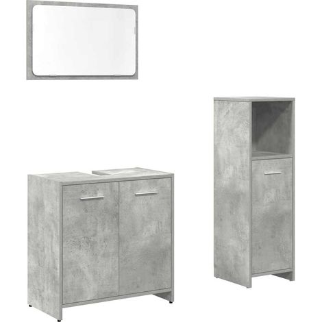 Maison Exclusive - 3-tlg. Badmöbel-Set Betongrau Holzwerkstoff