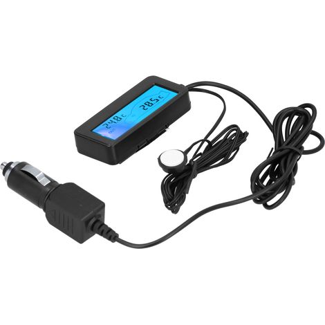 Mini thermomètre numérique LCD pour voiture, intérieur et extérieur, 12 V CC, bleu (1/5)