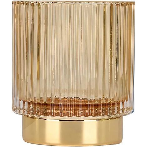 Rangement maquillage en cristal : pot vintage pour pinceaux et stylos, organisateur de coiffeuse, chambre ou salle de bain - Ambre S (1/5)