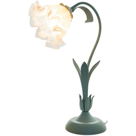 Lámpara de escritorio con forma de flor, lámpara de escritorio LED, lámpara decorativa, lámpara de plástico verde, protección ocular.