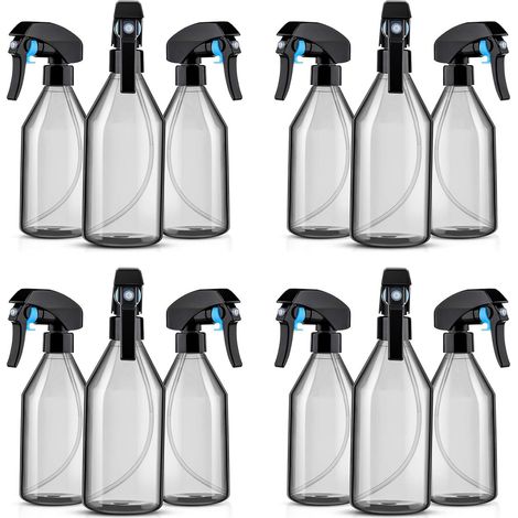 Bouteilles de PulvéRisation en Plastique pour Solutions de Nettoyage, RéCipient Vide RéUtilisable 10OZ avec PulvéRisateur à Gâchette Noir, Paquet de 12 (1/5)