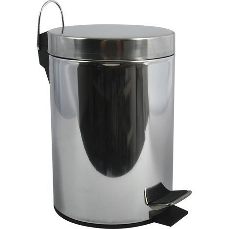 - Poubelle Cosmétique Salle de Bain - Acier Inoxydable avec Seau Intérieur Amovible - Poubelle à Pédale Élégante - Compacte et Pratique - Argent - 3L (1/5)