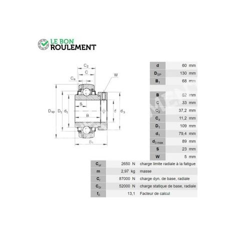 Roulement de palier GNE60-KRR-B-INA
