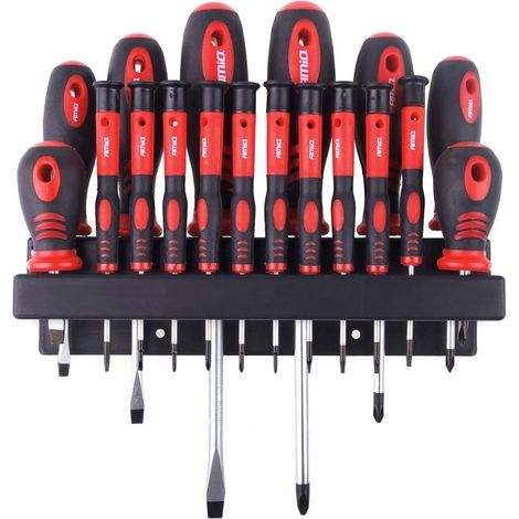 Juego de destornilladores con soporte CR-V, 18 piezas, amio-02411 (1/2)