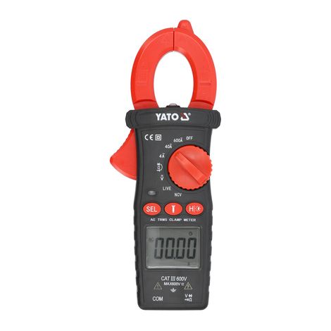 YATO, modelo YT-730935, Medidor de pinza True RMS AC 600A, ideal para mediciones precisas de corriente alterna en sistemas eléctricos, herramienta profesional de alta calidad. (1/2)