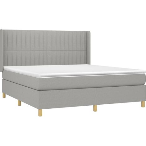 vidaXL Letto a Molle Materasso e LED Grigio Chiaro 180x200 cm Tessuto (1/5)