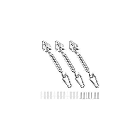 Kit de Fixation Voile d'ombrage Triangulaire Acier Inoxydable 304 Kit Accessoires de Fixation pour Toile d'ombrage, Kit de Montage pour Voile Solaire d'ombrage (9pcs Set)
