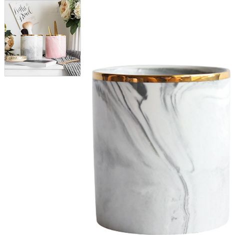 Pot de Rangement en Marbre Céramique pour Bureau - Porte-pinceaux Cosmétique et Ustensiles de Cuisine (1/5)