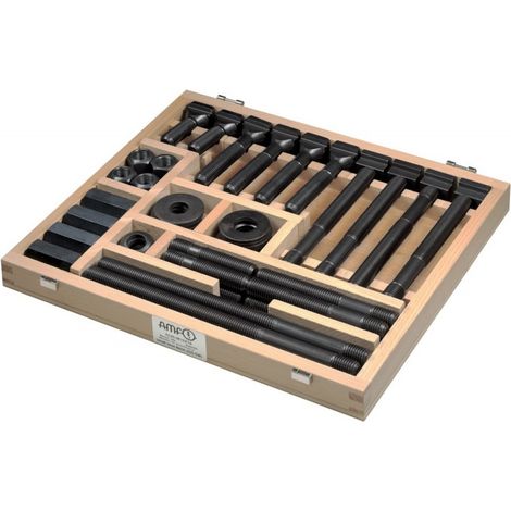 AMF Kit di serraggio n. 6520 42 pezzi scanalatura a T 14 mm M12 - 83006 (1/2)