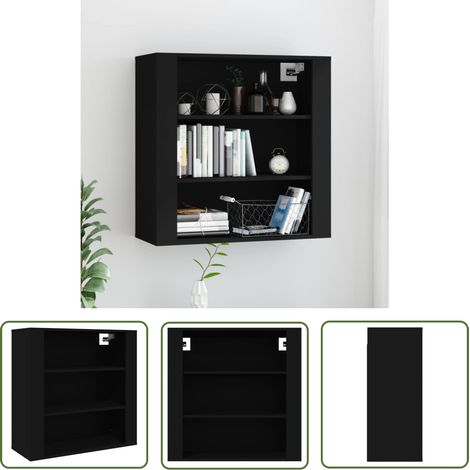 The Living Store Armoire murale Noir 80x33x80 cm Bois d'ingénierie - Armoire Murale - Meuble Rangement - Armoire Suspendu - Rangement Vertical - Décoration Intérieure (1/5)