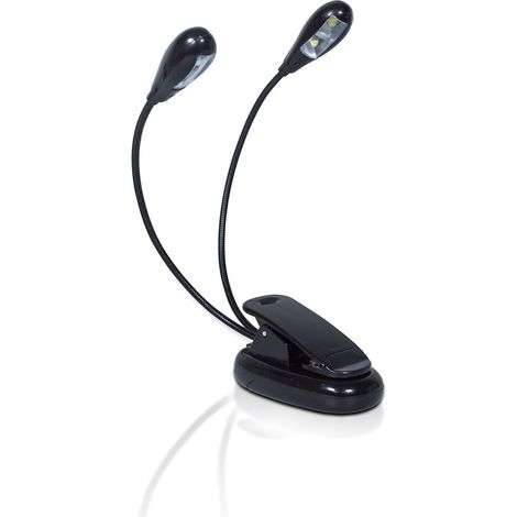 Lampe de lecture rechargeable USB St Helens GH418 pour maison et jardin avec deux têtes flexibles LED et clip robuste