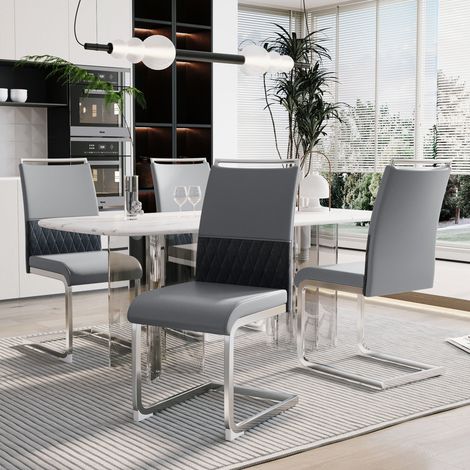 Pack de 4 sillas de comedor 42x48x95 cm de metal gris, diseño moderno FloraGrace (1/5)
