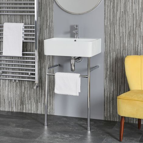 Hudson Reed Exton - Lavabo sur Pieds avec 1 Trou - 52cm x 42cm - Chromé