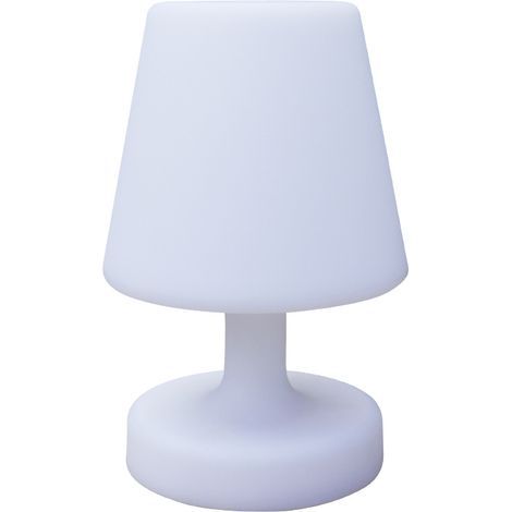 Tisch-/Außen-/Nachttischlampe  Kabellos und per USB wiederaufladbar für drinnen und draußen  Weiß  25,4 cm hoch x 15,7 cm rund