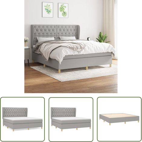 The Living Store Boxspringbett mit Matratze Hellgrau 160x200 cm Stoff - Boxspringbett - Doppelbett - Bettenrahmen - Lattenrost - Matratze (1/5)
