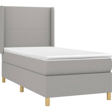 Cadre de lit LED avec sommier tête de lit matelas surmatelas 100x200 cm tissu gris clair TDL0207952