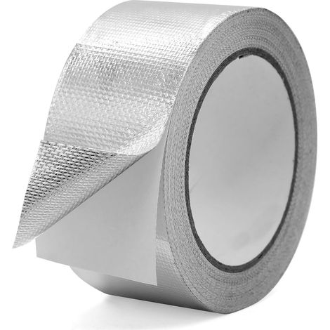 Ruban adhésif en aluminium - Résistant à la chaleur - En fibre de verre - Film d'aluminium autocollant - Haute température - Étanche - Pour pipelines et voiture - 5 cm × 20 m (1 pièce) (1/5)