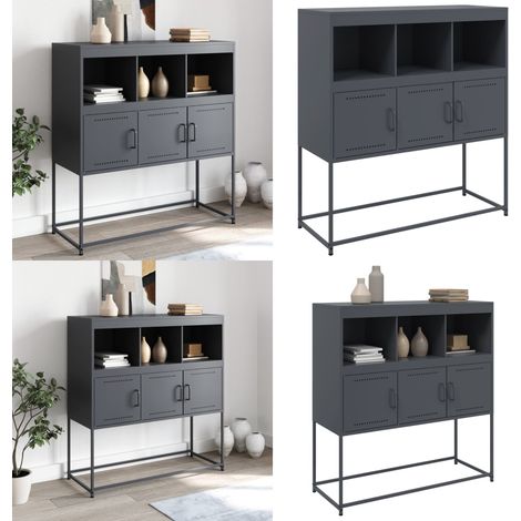 Buffet anthracite 100,5x39x107 cm acier - Buffet Design Moderne - Meuble Rangement Cuisine - Armoire Entrée - Buffet Industriel - Buffet Métal Anthracite - Home & Living (1/5)
