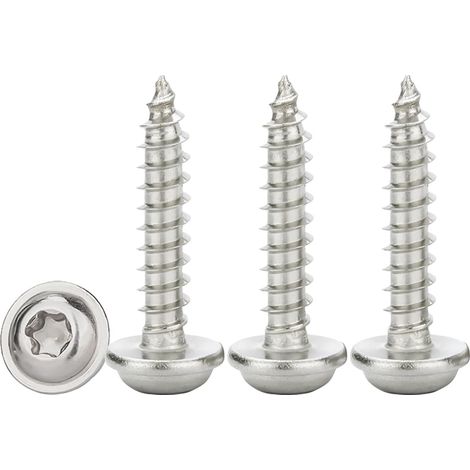 Vis à Bois Torx M3x14mm, 50 Pièces Autoforeuses Avec Rondelle, Acier Inoxydable A2 V2A, Tête Bombée, Dureté Élevée, Entièrement Fileté (1/5)