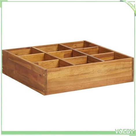 Jardinière à herbes - FAFEICY - 46575 - Bois d'acacia massif - 60x60x15 cm - 9 poches (1/5)