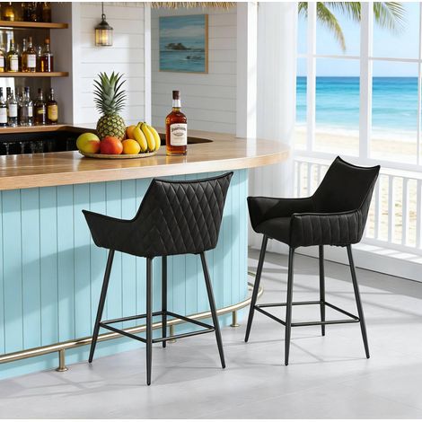 MEUBLIV Tabouret de bar 51 x 44,5 x 90 cm anthracite – avec dossier, lot de 2 (1/5)