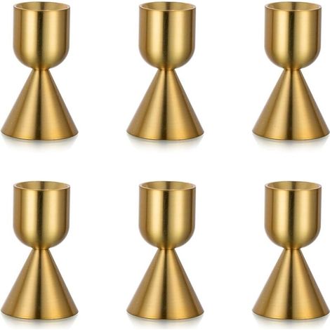 Candelieri dorati, candele affusolate: set di 6 candelieri in ottone per candele affusolate, candeliere in alluminio per decorazioni da tavola per matrimoni, compleanni o feste (1/4)