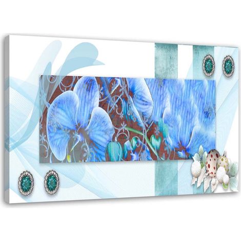 Cadre déco Orchidée Abstraite Bleu 90x60 (1/5)